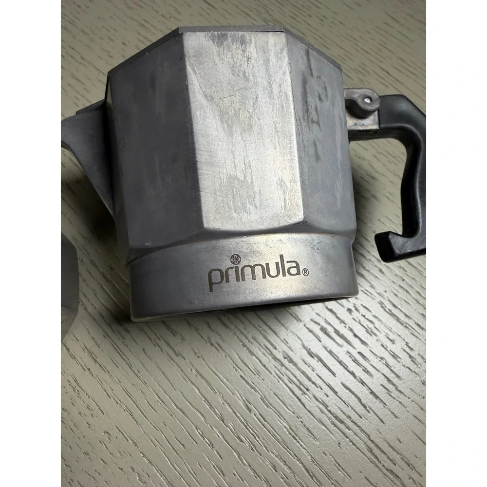 Primula Aluminum Stovetop Espresso Maker 1 Cup Mini Moka Pot Silver Black Handle